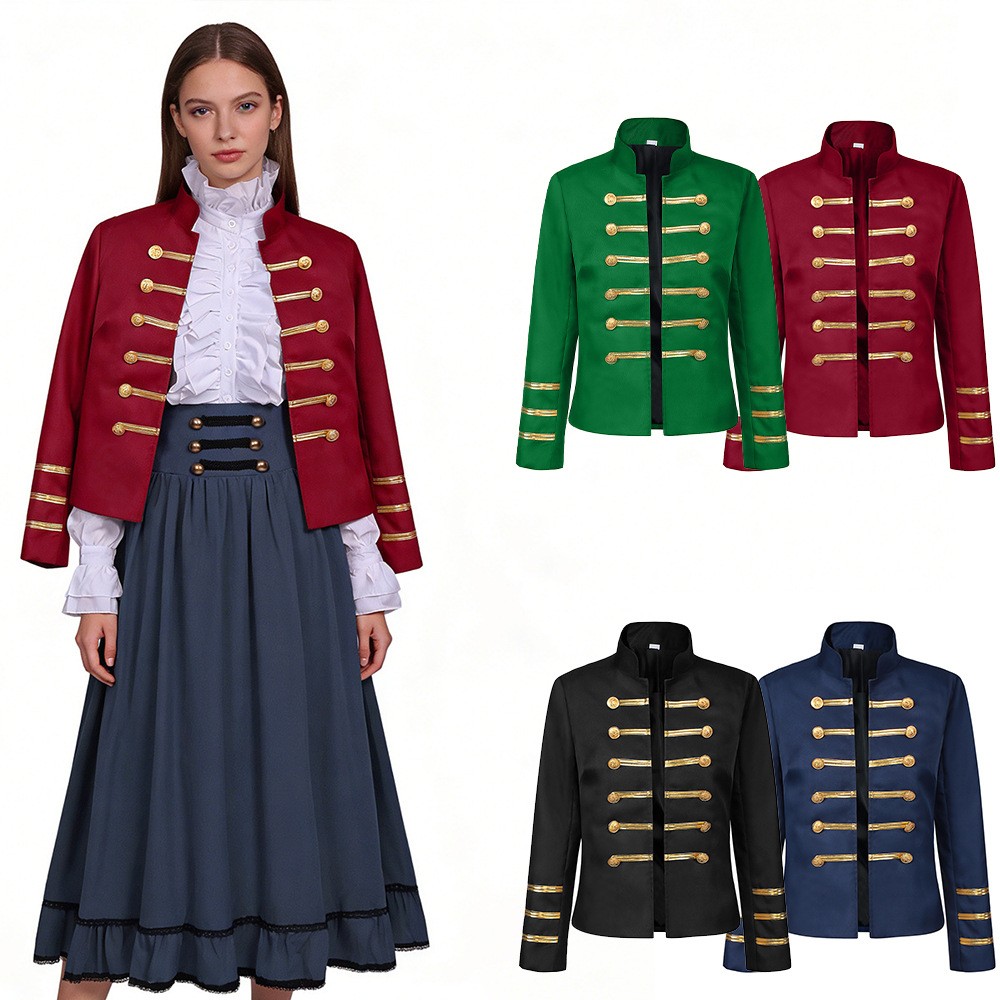Tops - Stand Collar Double Breasted Top Medieval