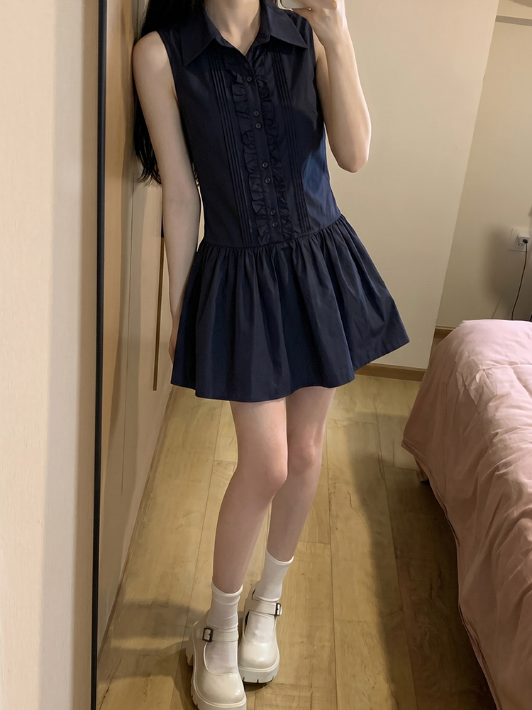 Slimming Effect Korean College - Korean Style A Line Shirt Dress ulasan dan harga
