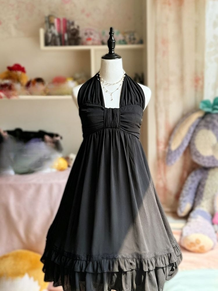 Vintage Elegant Halter Midi Dr - French Vintage Floral Midi Dress ulasan dan harga