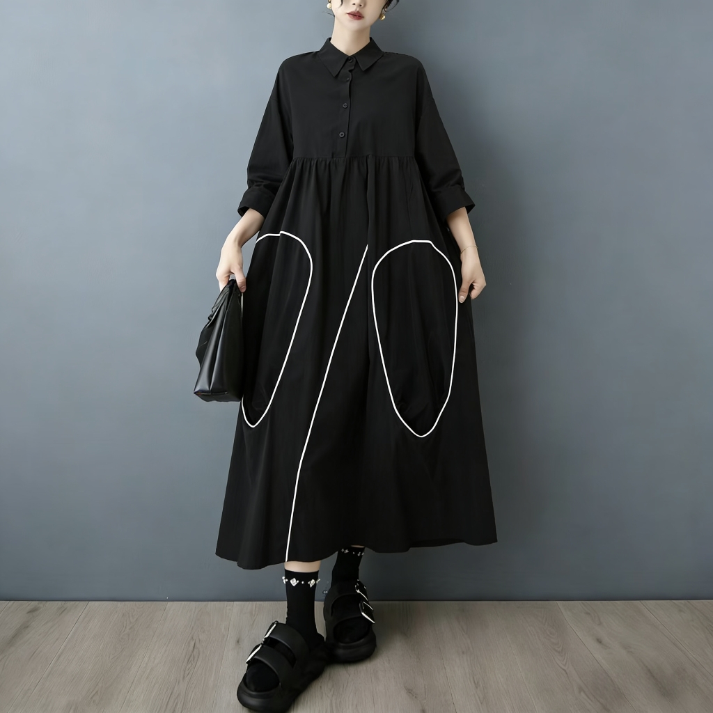 SuperAen Spring and Autumn New - Korean Style A Line Shirt Dress ulasan dan harga