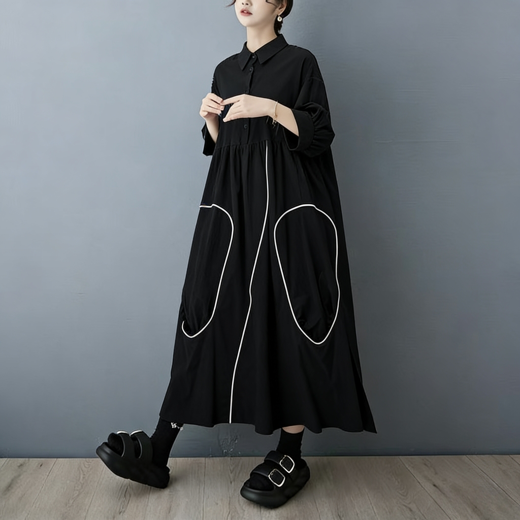 SuperAen Spring and Autumn New - Korean Style A Line Shirt Dress ulasan dan harga
