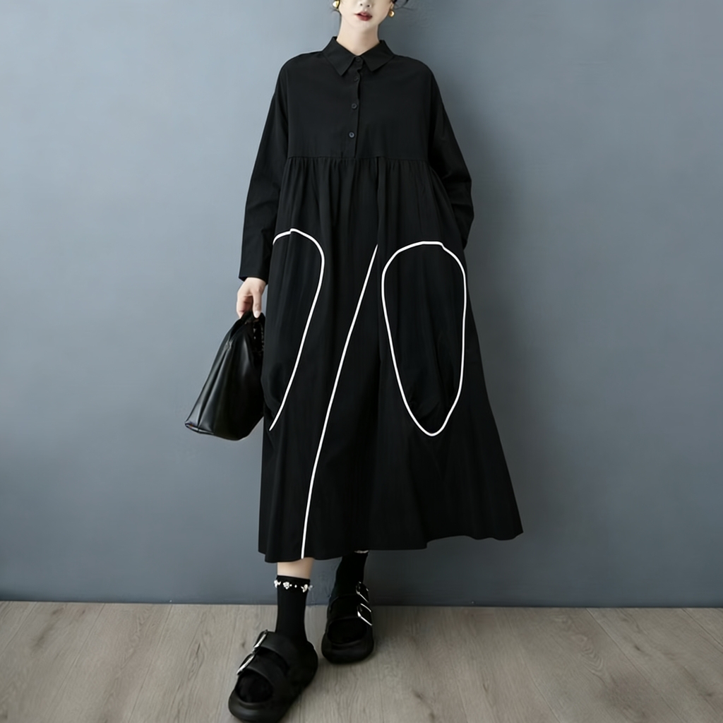 SuperAen Spring and Autumn New - Korean Style A Line Shirt Dress ulasan dan harga