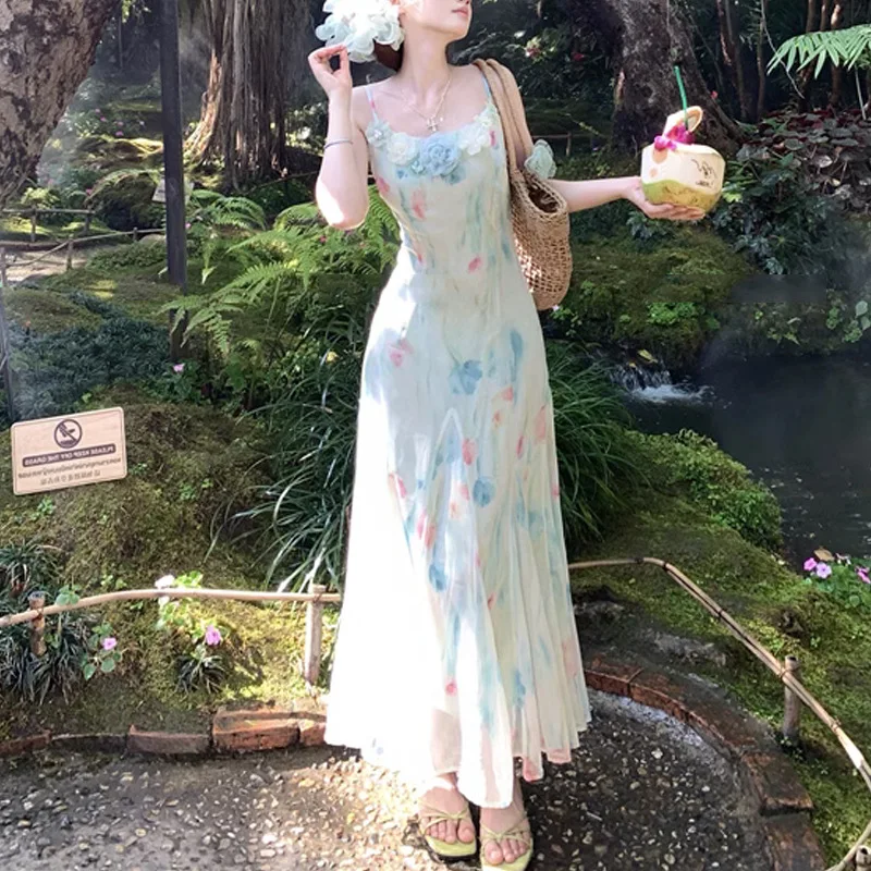 Kawaii Sweet Y2k Japanese Midi - French Vintage Floral Midi Dress ulasan dan harga