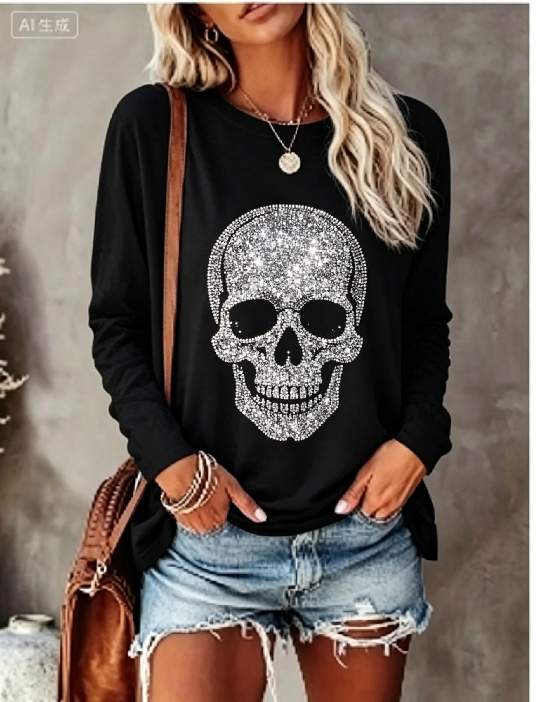 Women Long Sleeve T‑Shirt Simu - Blouses ulasan dan harga
