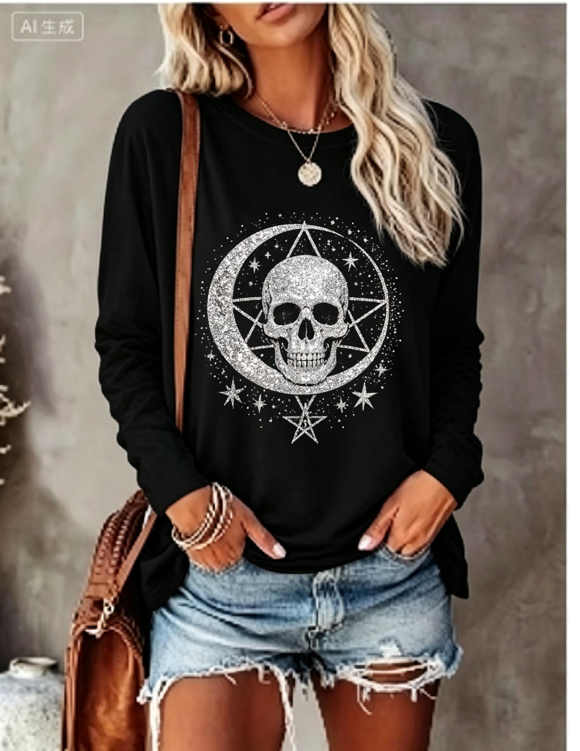 Women Long Sleeve T‑Shirt Simu - Blouses ulasan dan harga