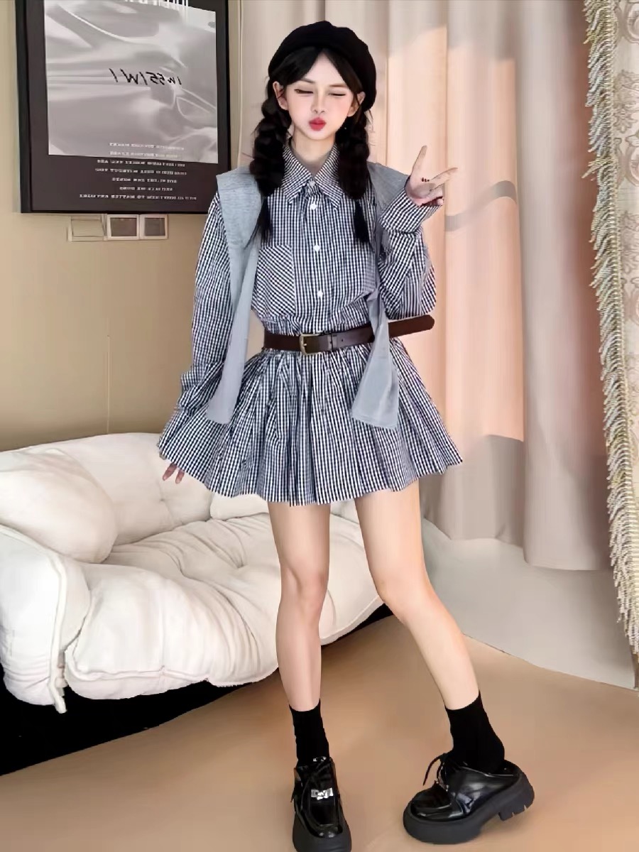 Early Autumn Korean Style Shir - Korean Style A Line Shirt Dress ulasan dan harga