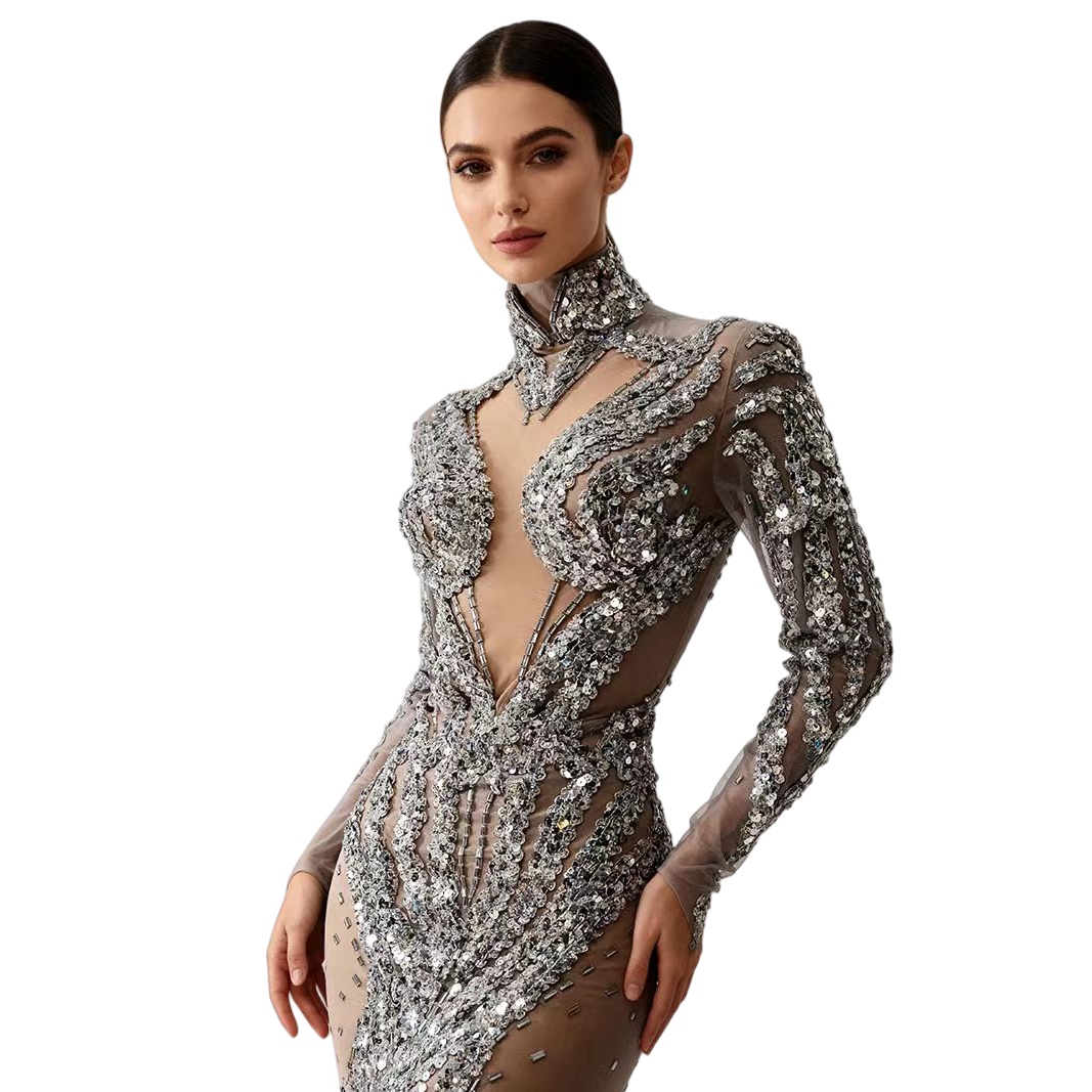 Silver Sparkly Sequins See Thr - Sparkly Rhinestone Club Party Dress ulasan dan harga