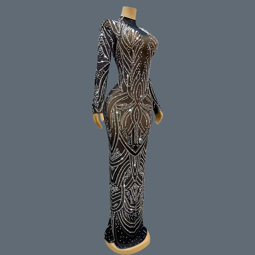 Black New Style Sparkly Rhines - Sparkly Rhinestone Club Party Dress ulasan dan harga